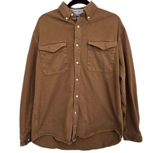 Tommy Hilfiger Mens M Shacket Flannel Shirt Brown 100% Cotton Overshirt
